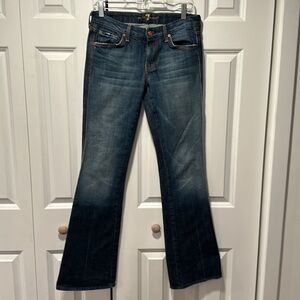 For All Mankind jeans; 27x 32; Pink stitching on back pockets.